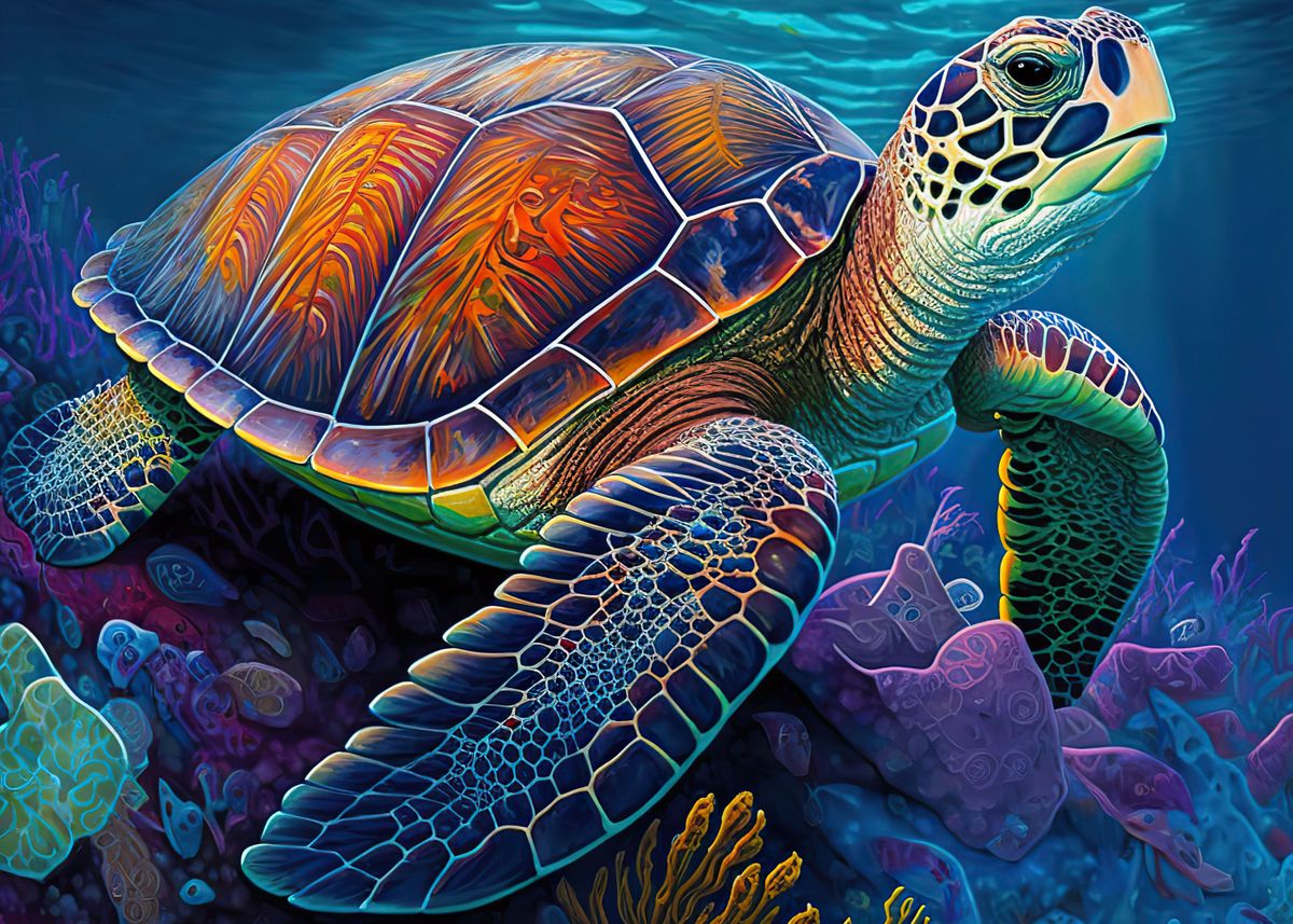 'Sea Turtle watercolour' Poster, picture, metal print, paint by Sohail ...