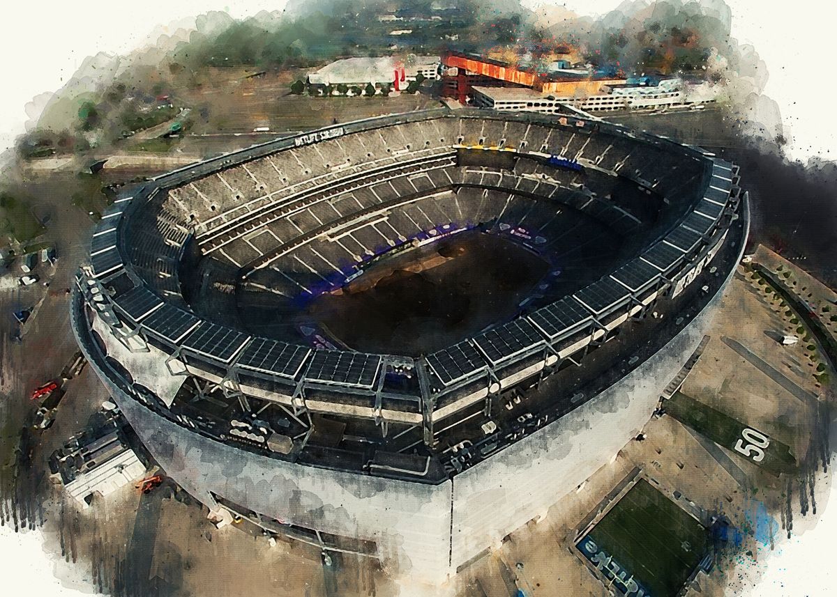 New York Jets MetLife Stadium Aerial Stadium Poster