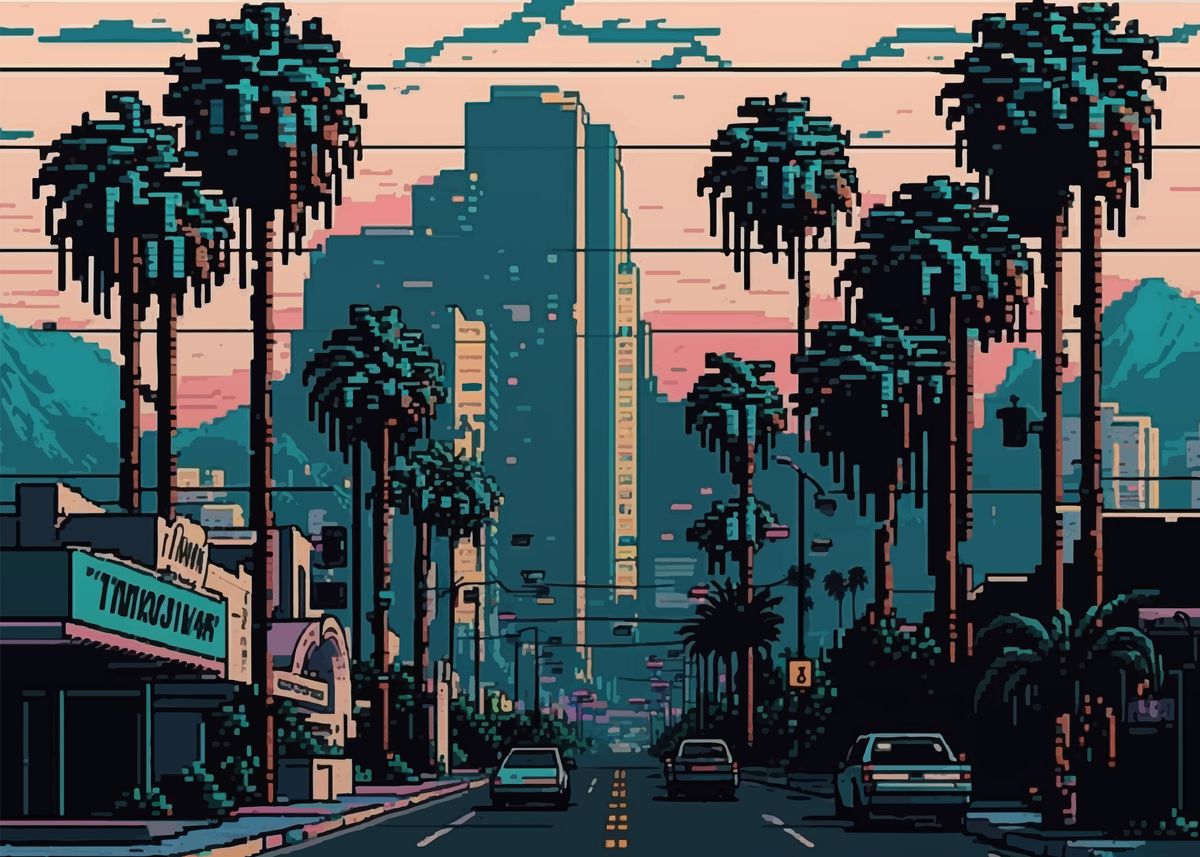 'Los Angele Pixel art' Poster by M Art | Displate