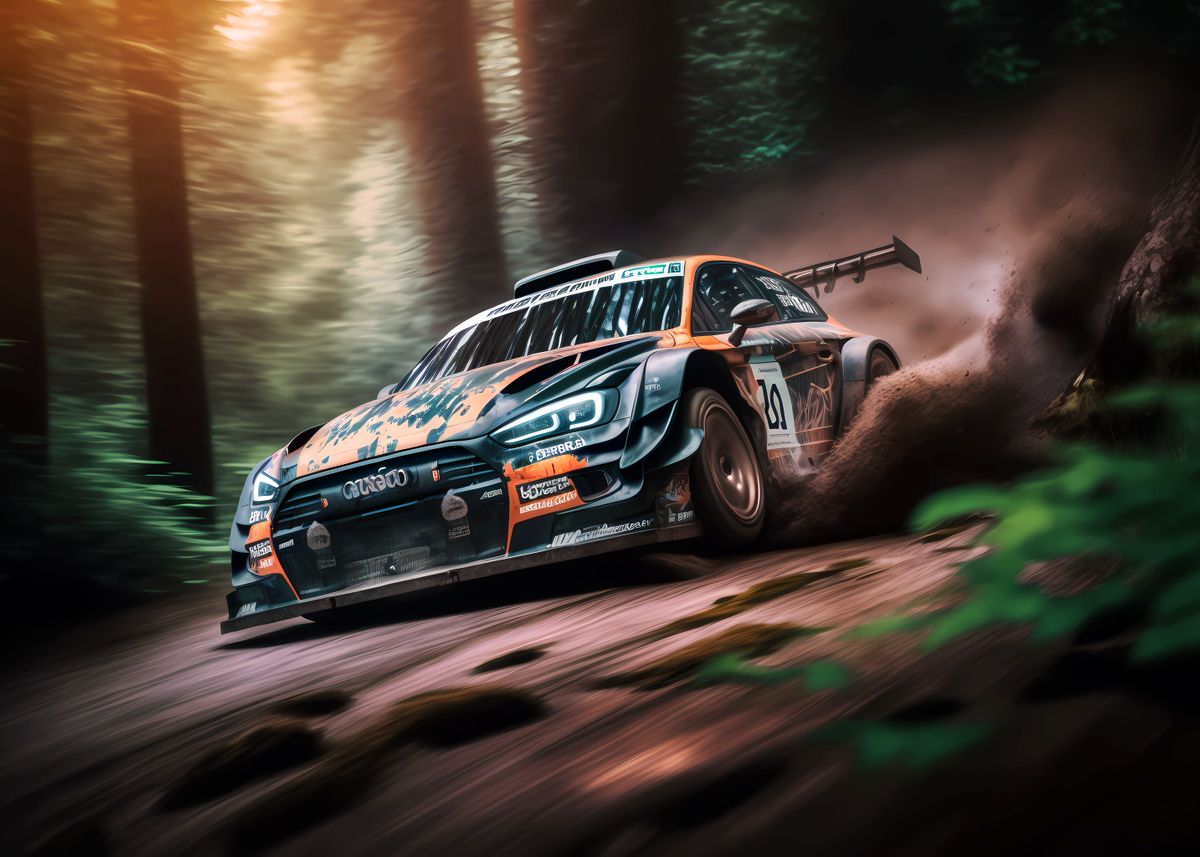 'Forest rally car race' Poster, picture, metal print, paint by Jiri ...