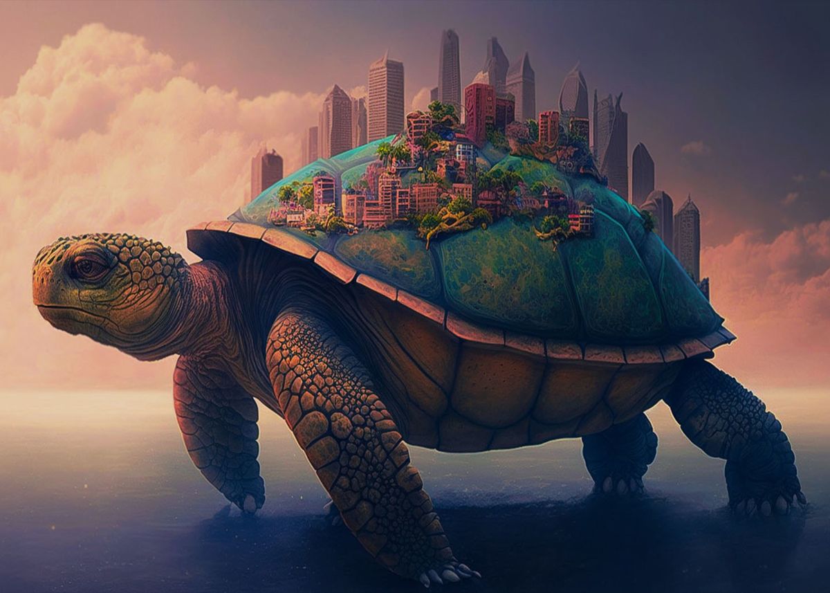 'Giant Sea Turtle' Poster, picture, metal print, paint by Fateh Lahlah ...