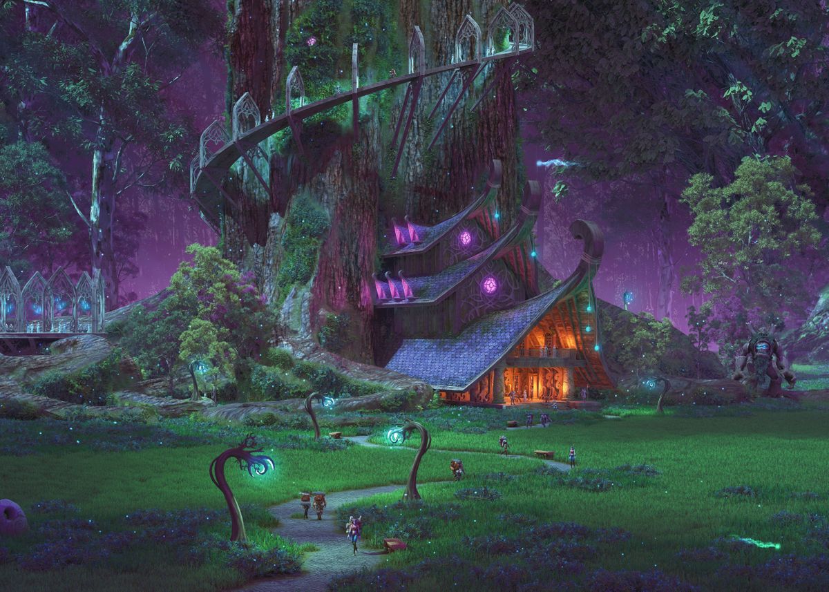 elven-town-poster-picture-metal-print-paint-by-dreamwalker-displate