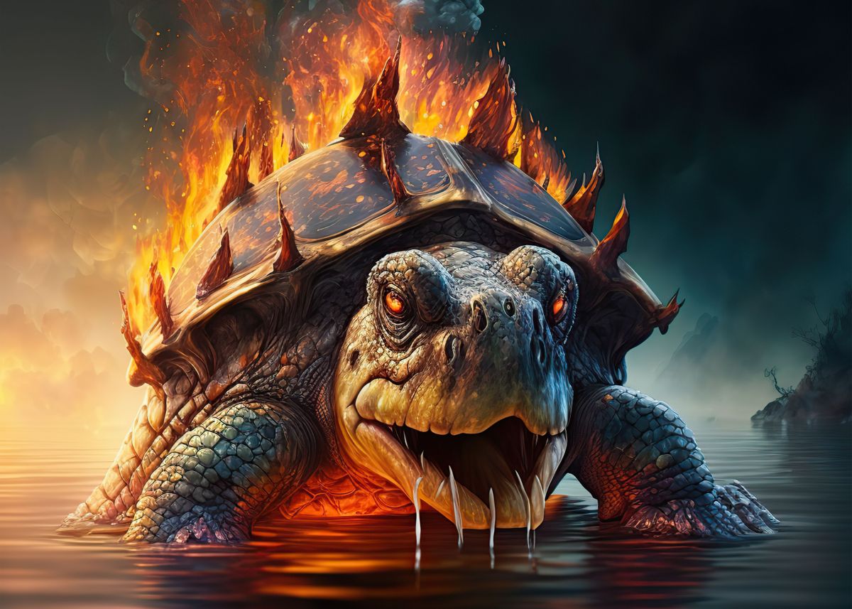 'Turtle fire' Poster, picture, metal print, paint by lauren akaety ...