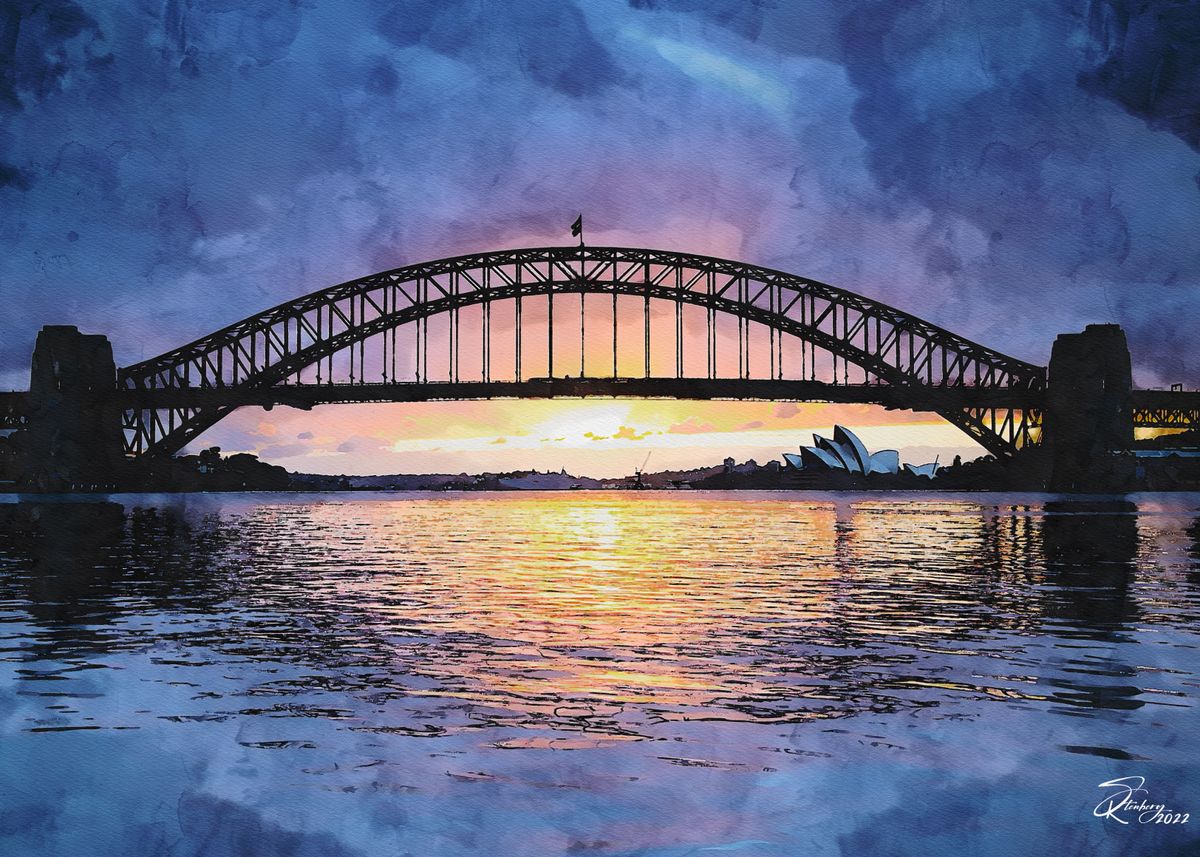 'Sidney Harbour Bridge' Poster, picture, metal print, paint by Rolf ...