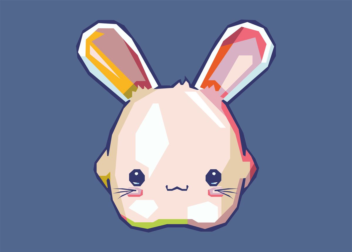 'Cute Rabbit Popart' Poster, picture, metal print, paint by Rizky Dwi ...