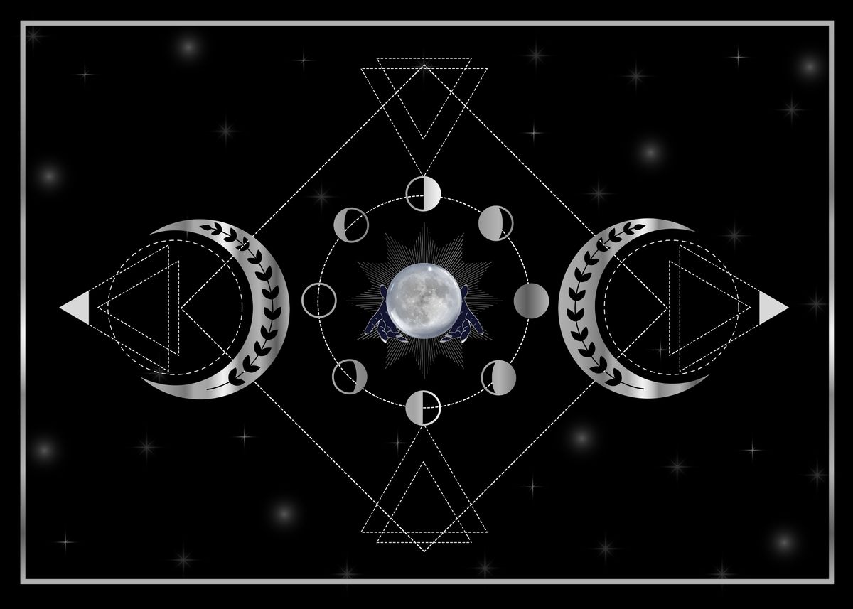 'Triple Goddess silver moon' Poster, picture, metal print, paint by ...