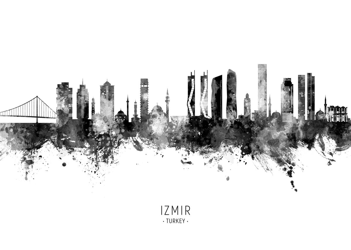 'Izmir Skyline Turkey' Poster, picture, metal print, paint by Michael ...
