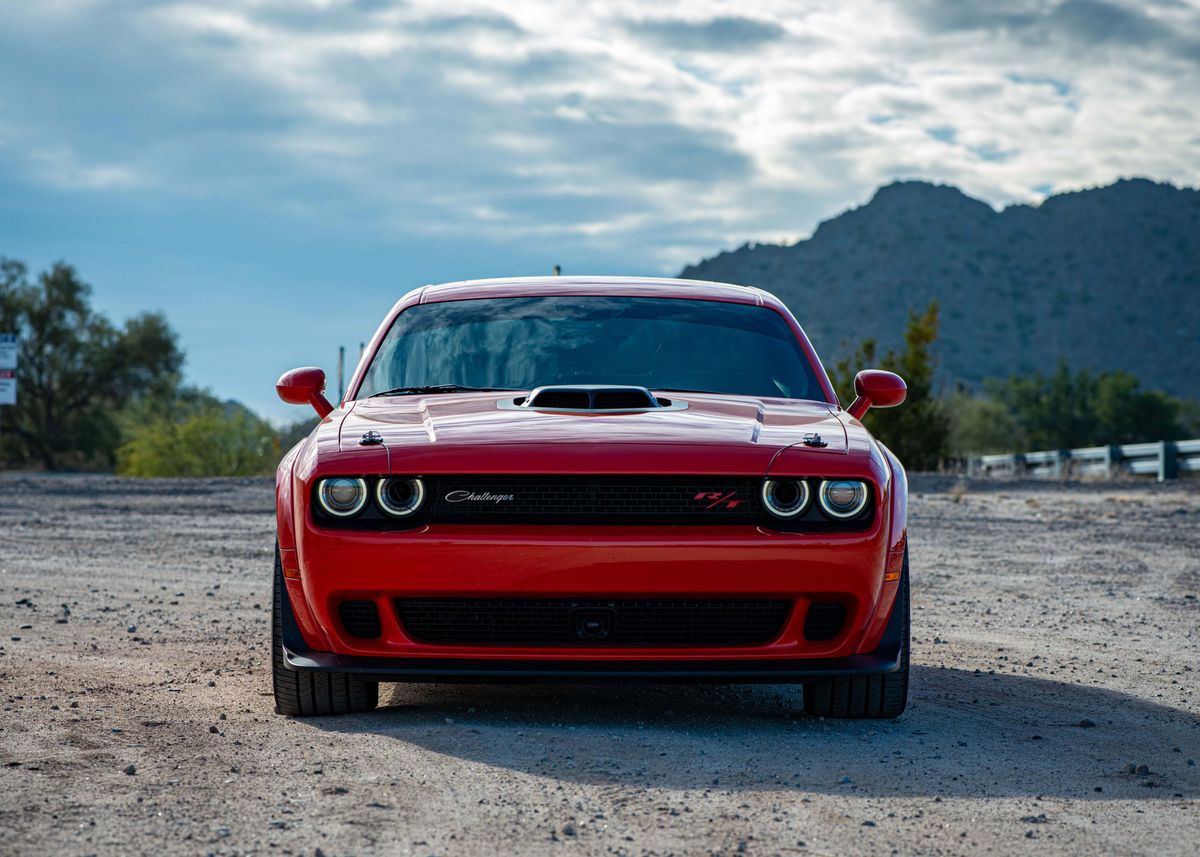 'Red Dodge Challenger Car' Poster by Koba Kora | Displate