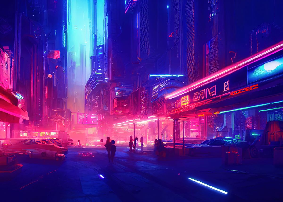 Cyberpunk Street Neon Night Wallpaper 4K