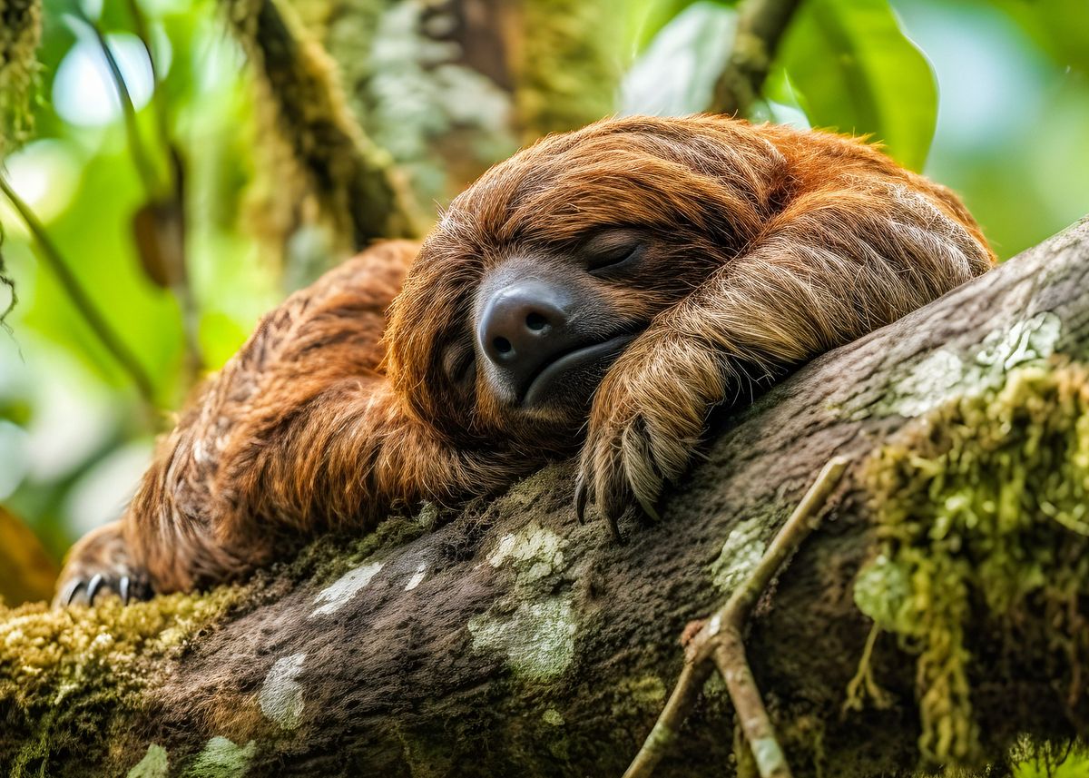  Adorable Sleeping Sloth Poster Picture Metal Print Paint By Alan 
