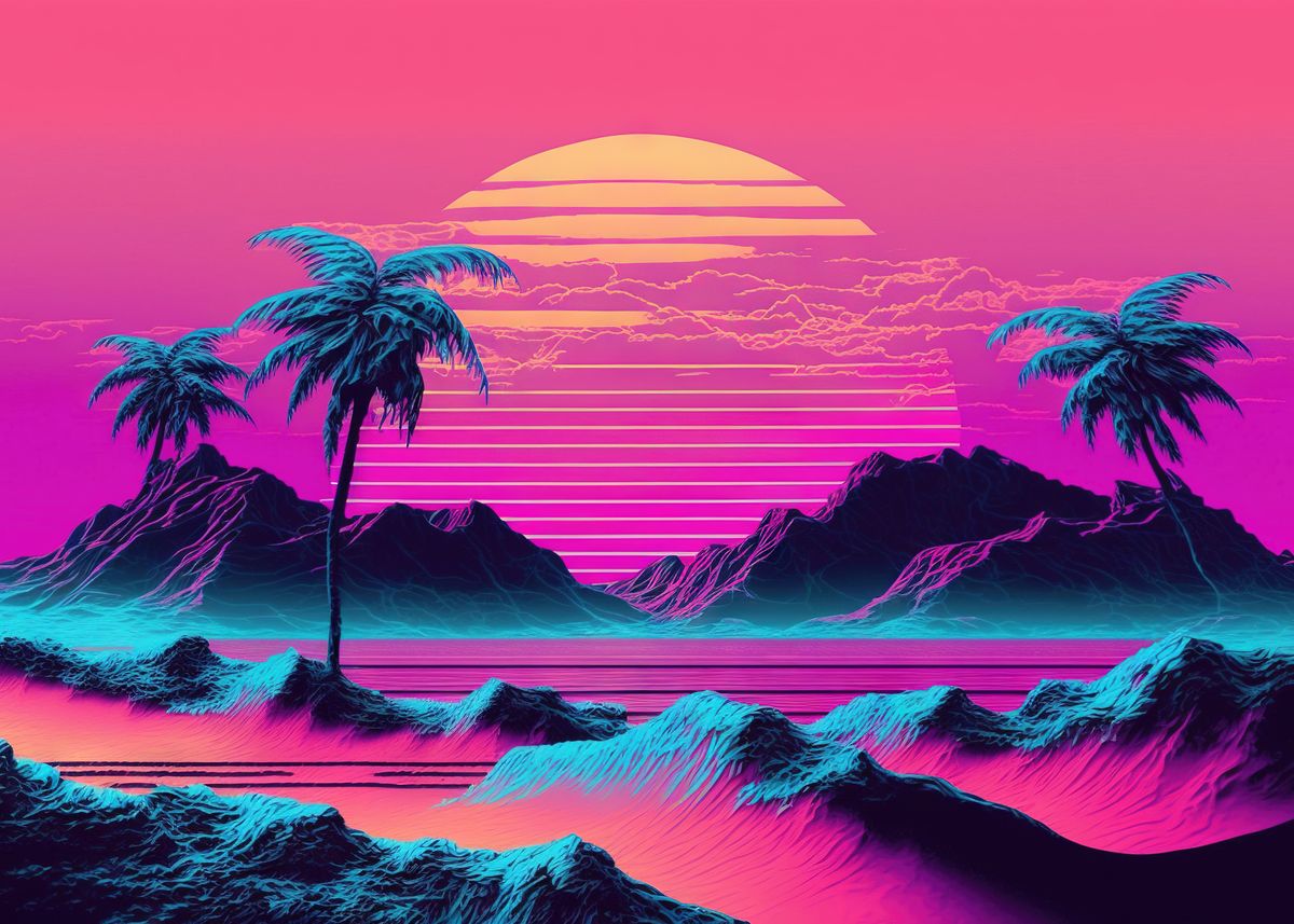 'Aqua Vaporwave Aesthetics' Poster, picture, metal print, paint by ...