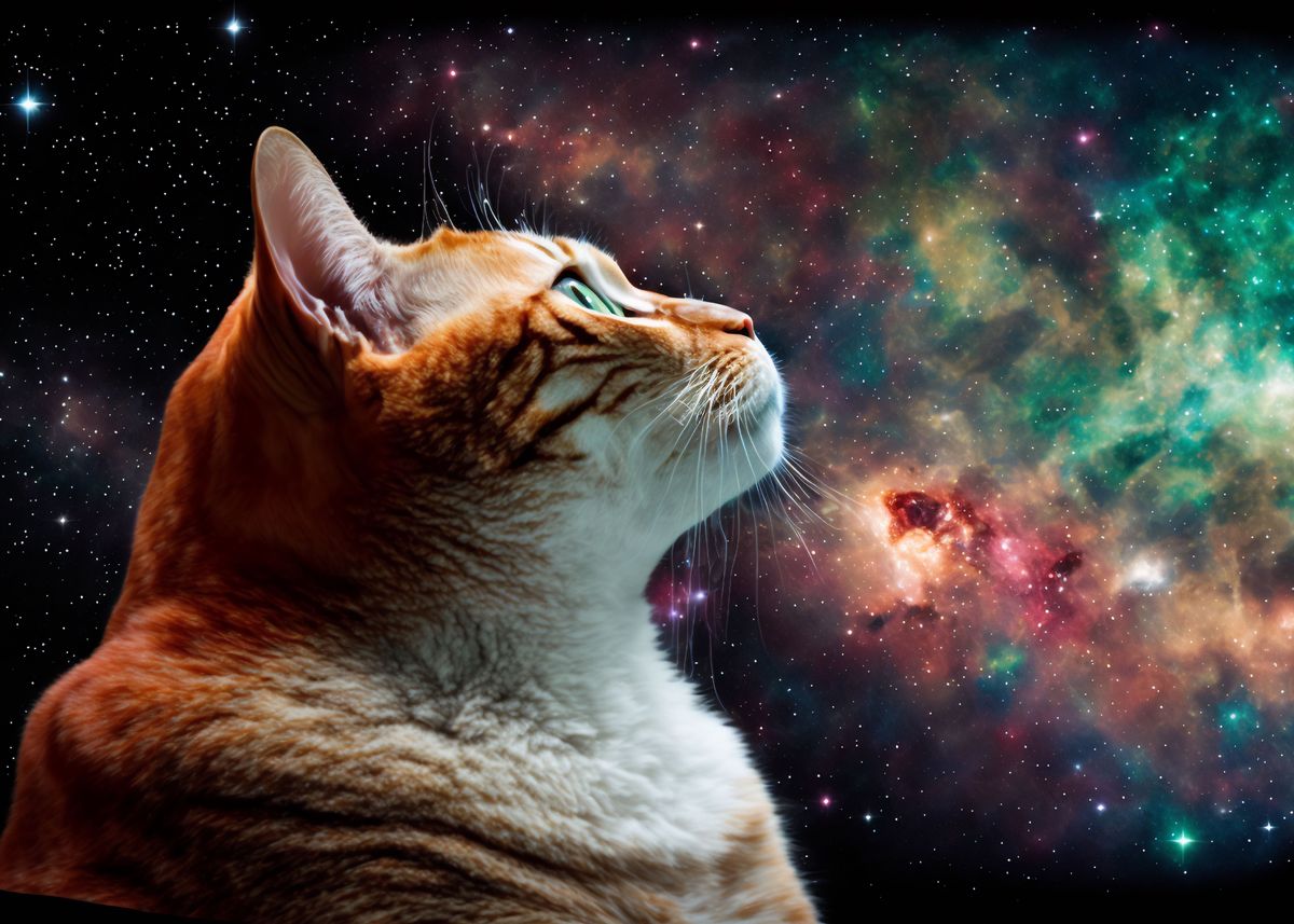 'Cosmic Space Cat' Poster by Bailey DHeath | Displate