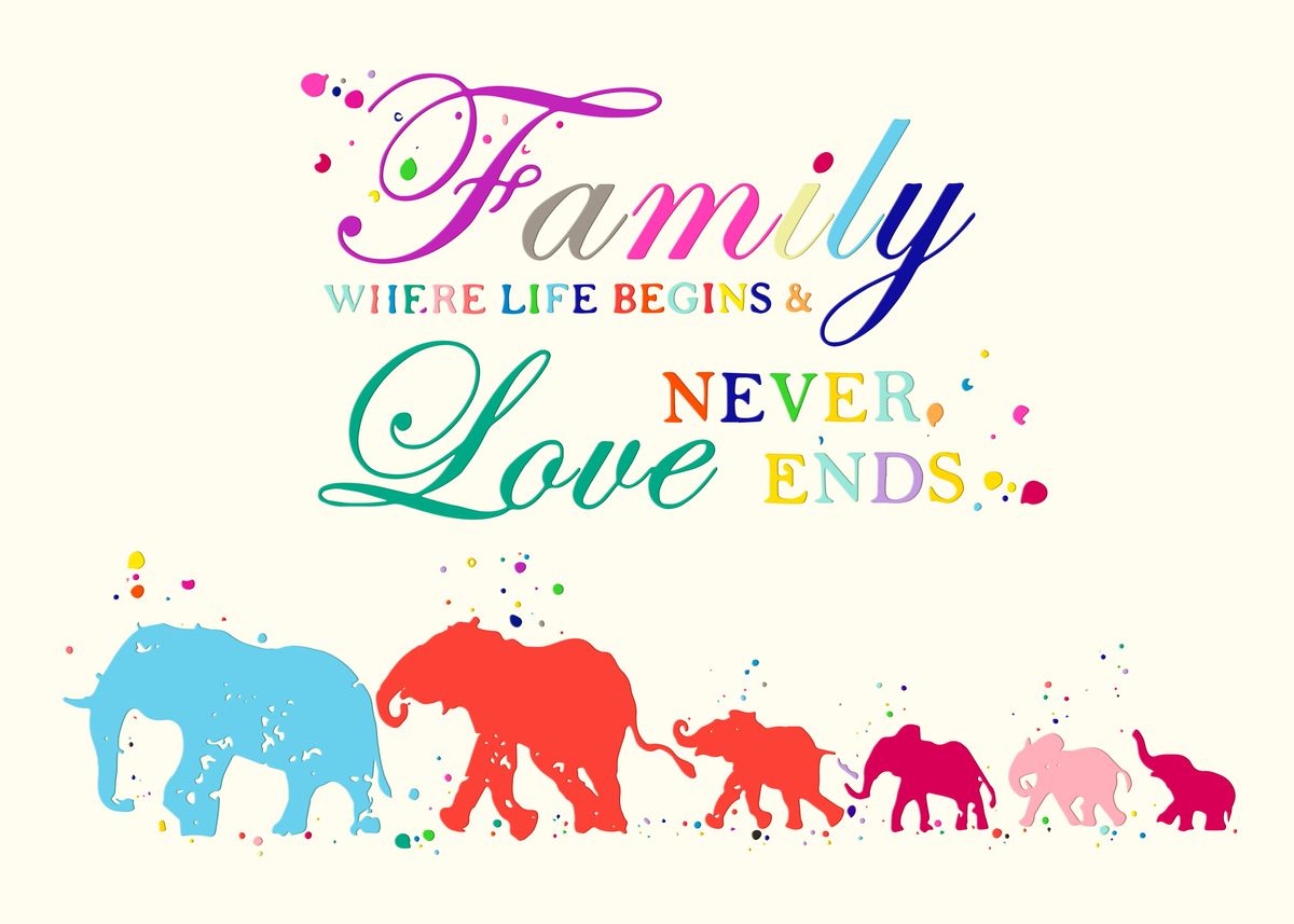 'Elephant Family Quote Mom ' Poster by Dutton Jerrell Displate