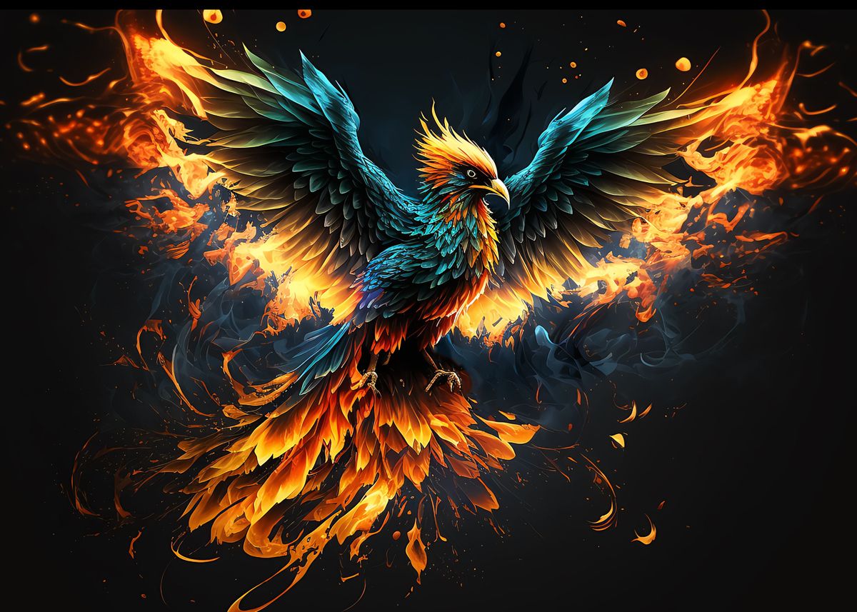 'Phoenix Bird' Poster, picture, metal print, paint by Freddie | Displate