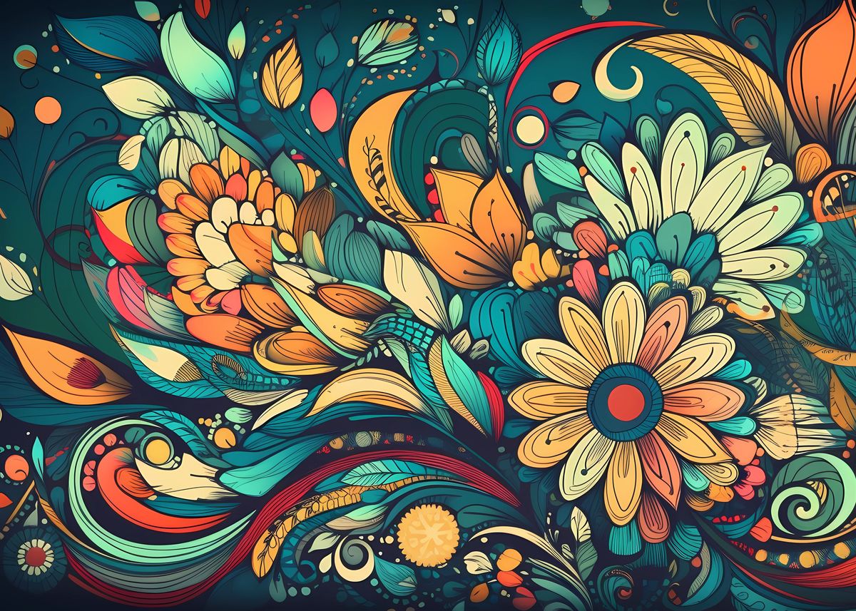 'Beautiful floral pattern' Poster, picture, metal print, paint by Jiri ...