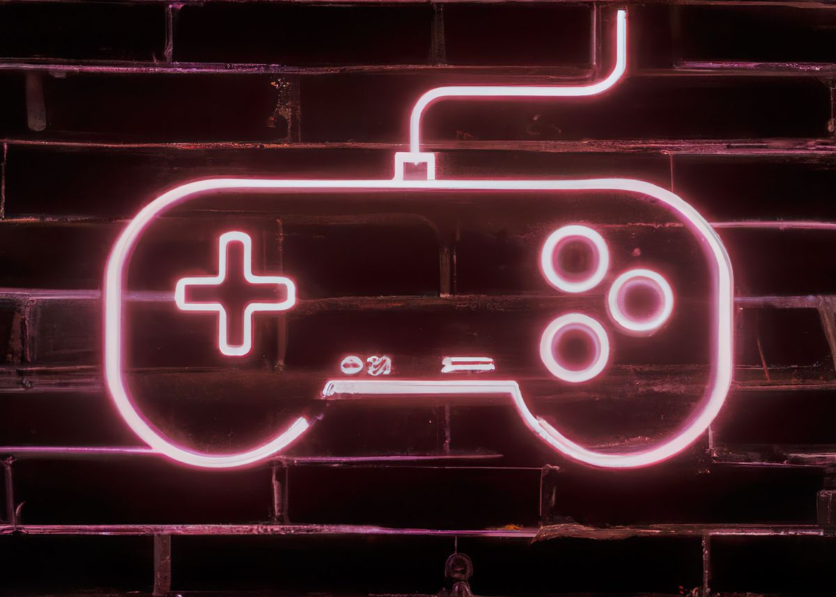 'Neon Gaming Controller for' Poster, picture, metal print, paint by ...