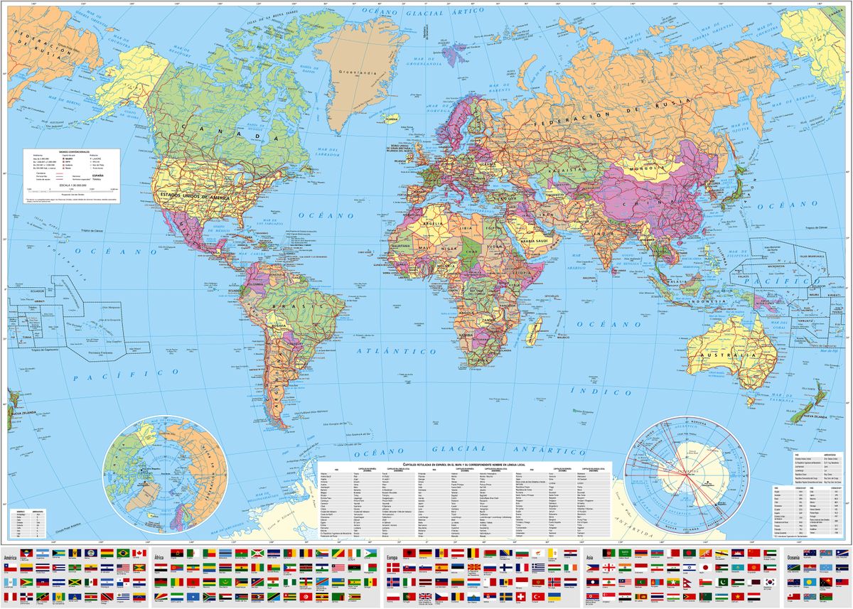 'Political World map' Poster, picture, metal print, paint by Sam Kal ...