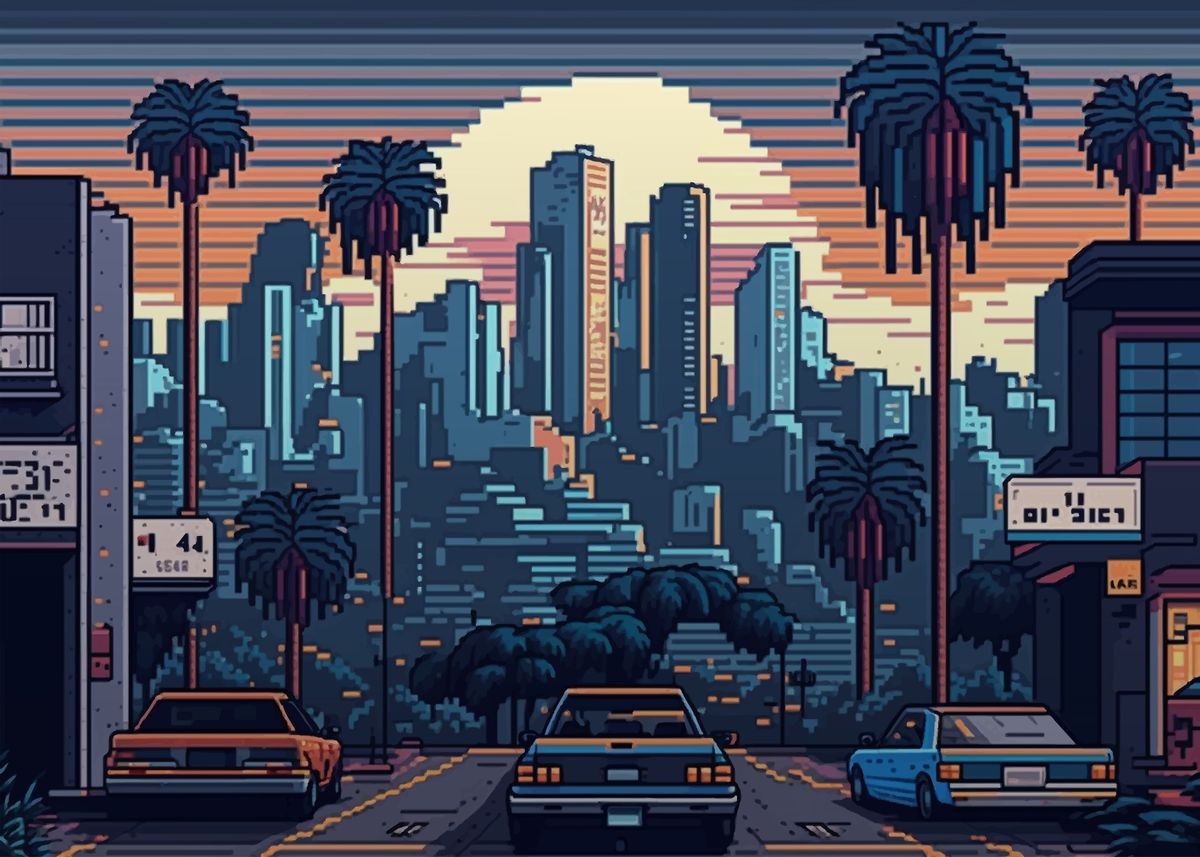 'Los Angeles Pixel art ' Poster by M Art | Displate