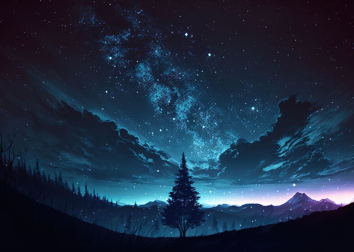 'Beautiful night sky ' Poster, picture, metal print, paint by ...