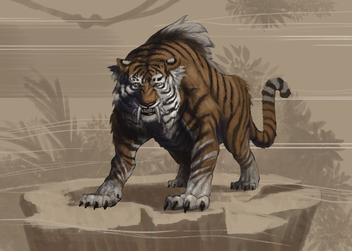 'Ngandong Tiger ' Poster, picture, metal print, paint by rahmanbisa