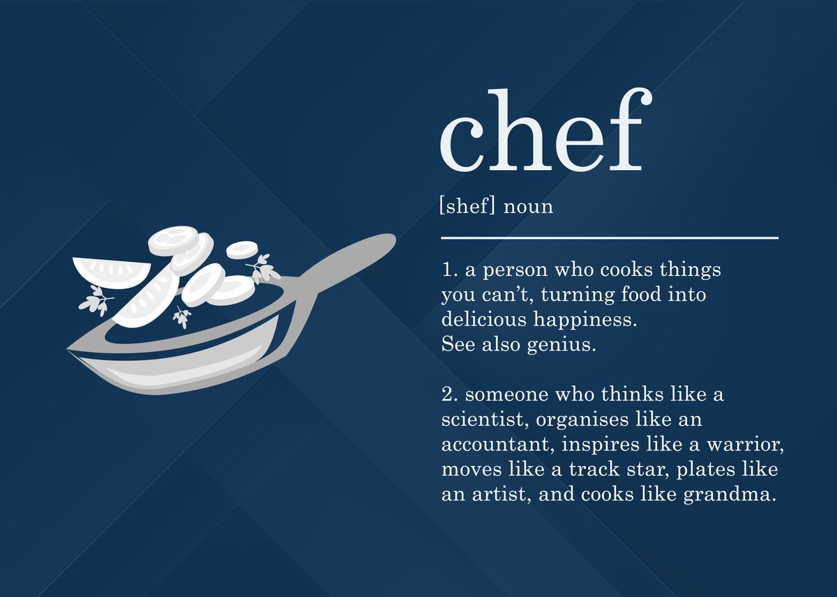 Funny Chef Definition Cook' Poster, picture, metal print, paint by  84PixelDesign