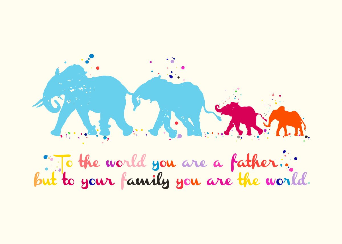 'Elephant Family Mom Dad ' Poster, picture, metal print, paint by ...