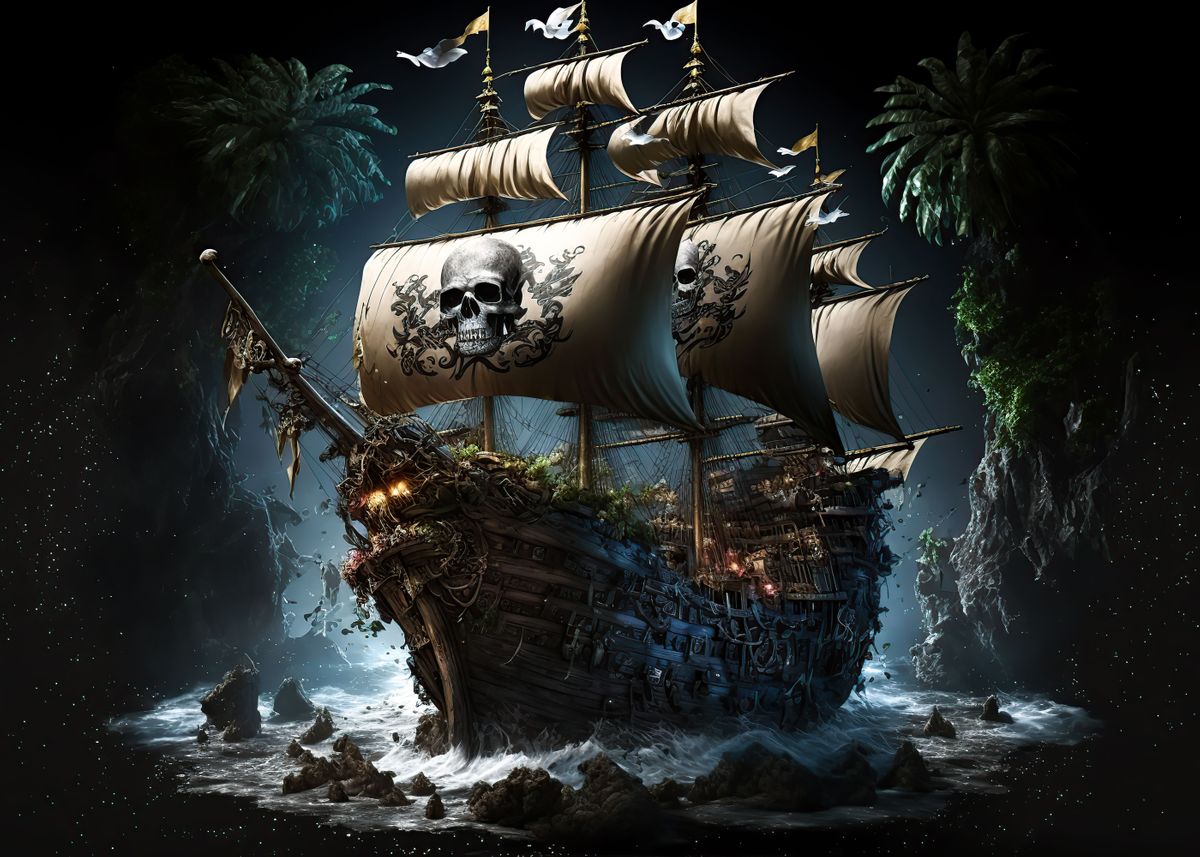 'Pirate Ship' Poster, picture, metal print, paint by Atlas Mcguire ...