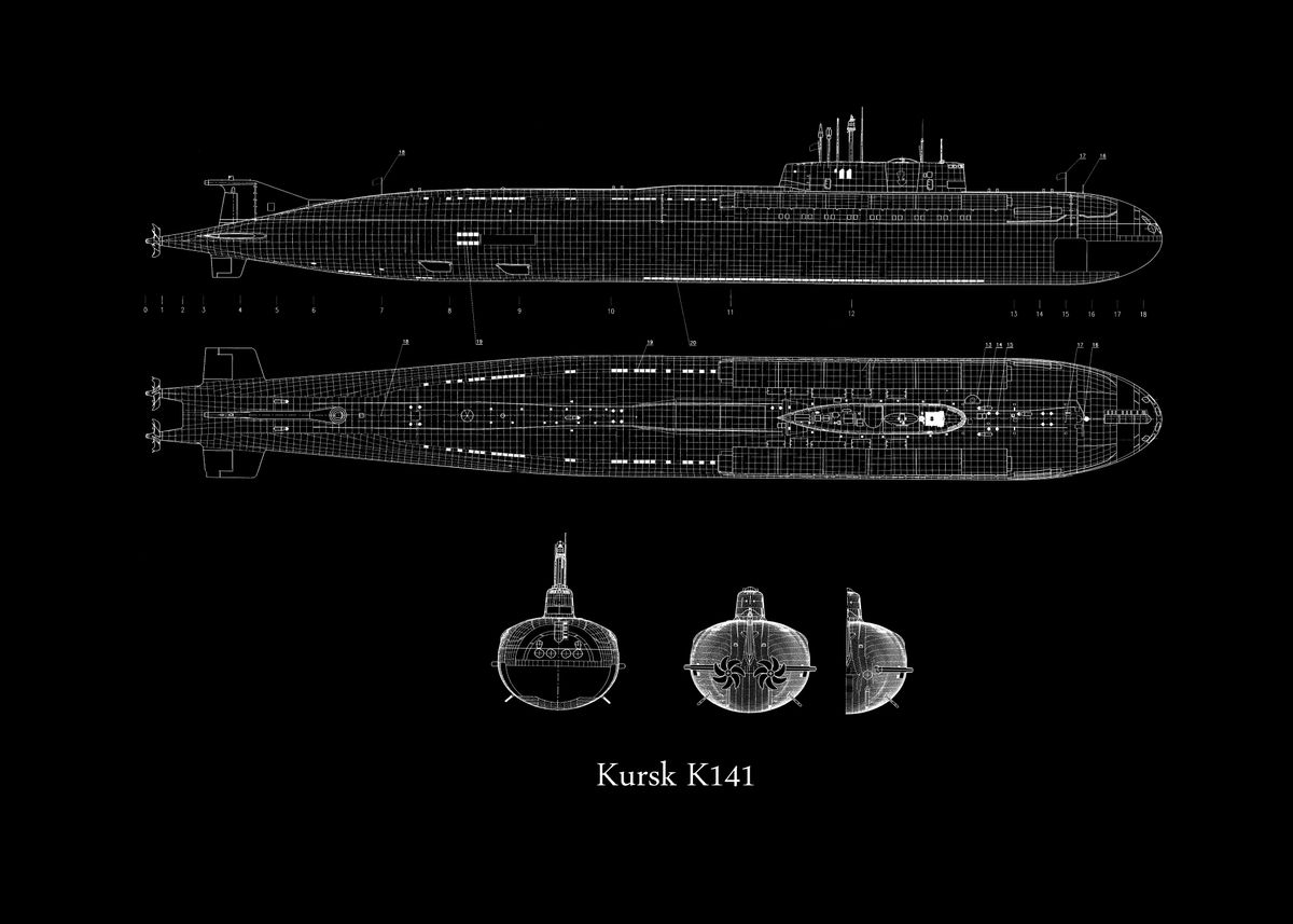 'Kursk K141' Poster, picture, metal print, paint by Retal | Displate