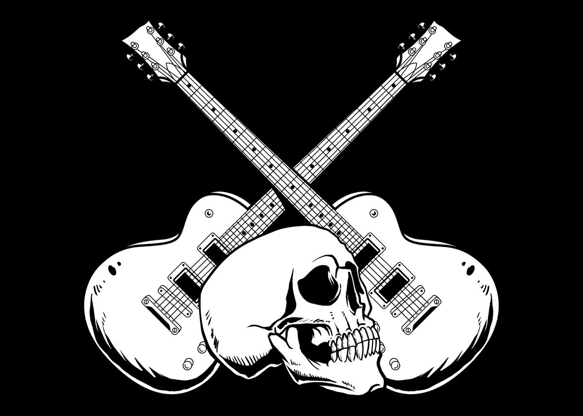 'Electric Guitar Skull' Poster, picture, metal print, paint by ...