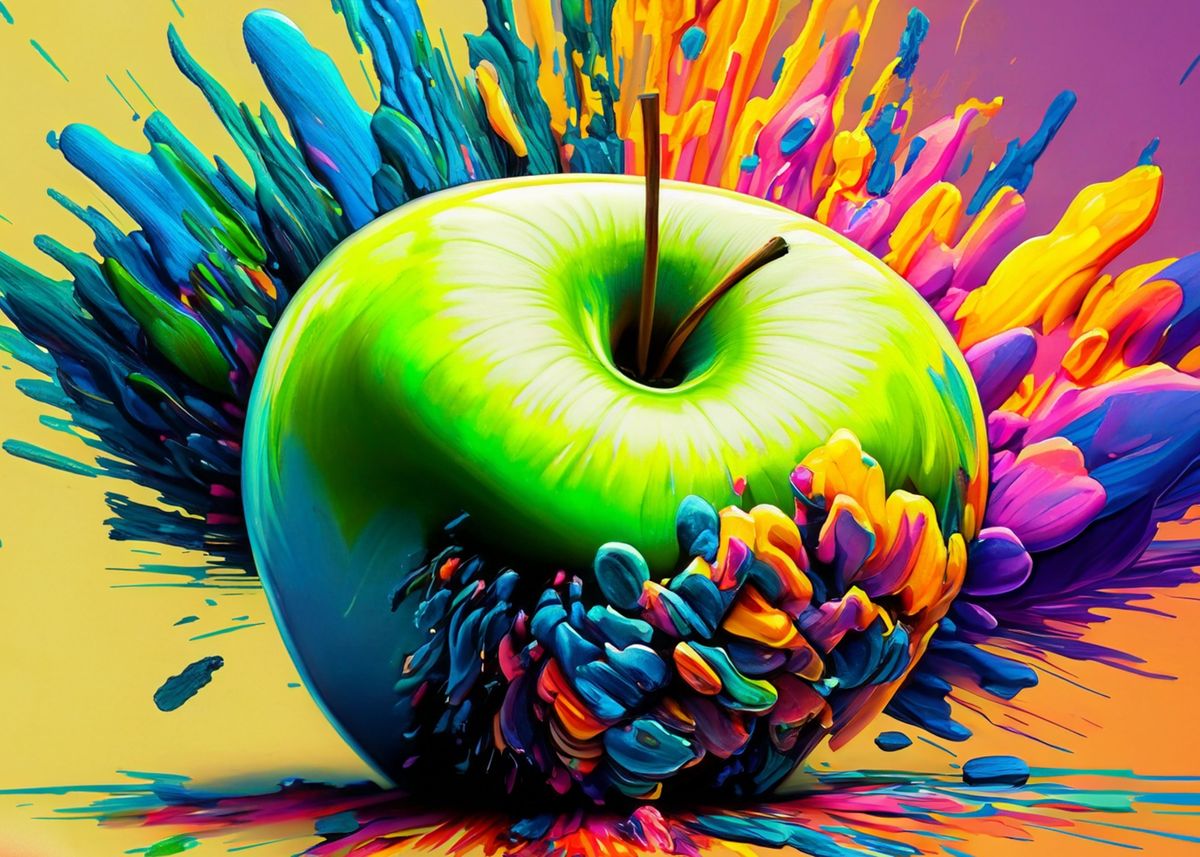 'exploding apple' Poster by Max Art | Displate