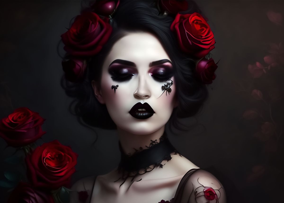 'Goth Rose ' Poster, picture, metal print, paint by Rashid | Displate
