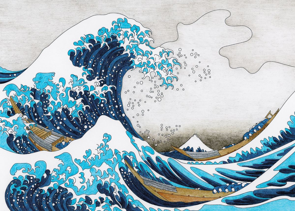 'Katsushika Hokusai Wave' Poster by Simon Darren | Displate