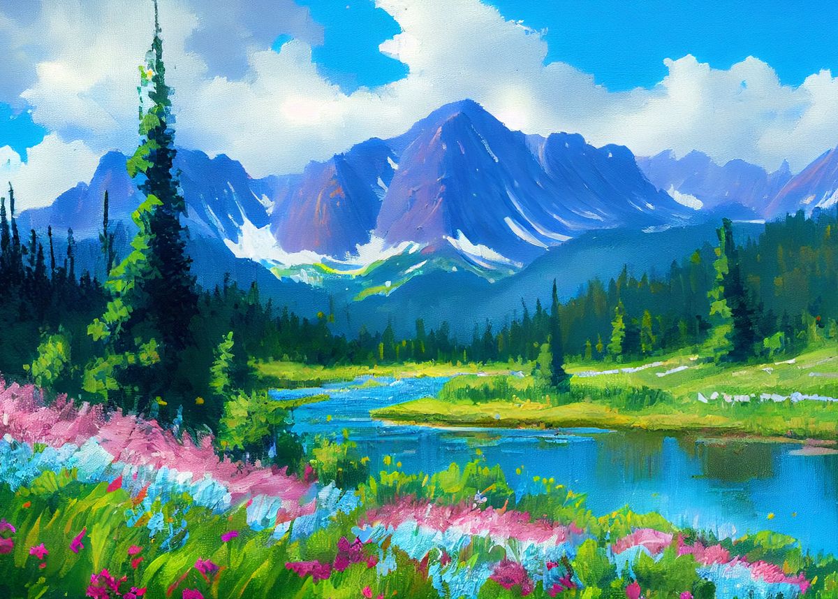 'Palette Knife Mountains 19' Poster by Cryptic Fawn Displate