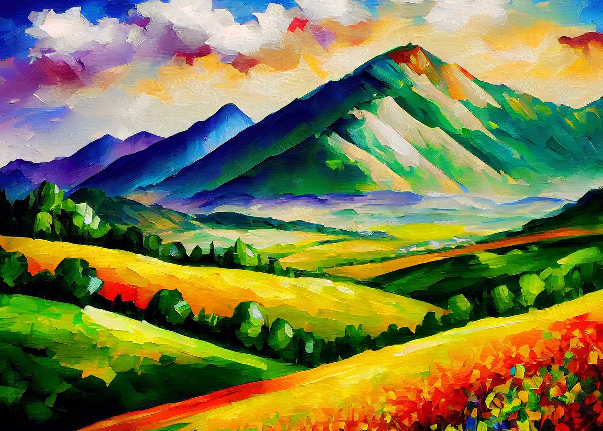 'Palette Knife Mountains 15' Poster by Cryptic Fawn Displate