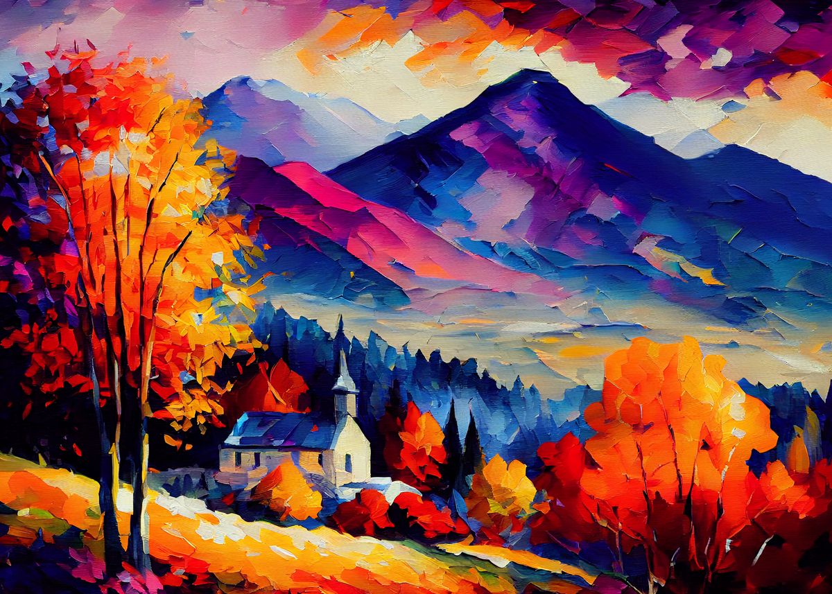 'Palette Knife Mountains 11' Poster by Cryptic Fawn Displate