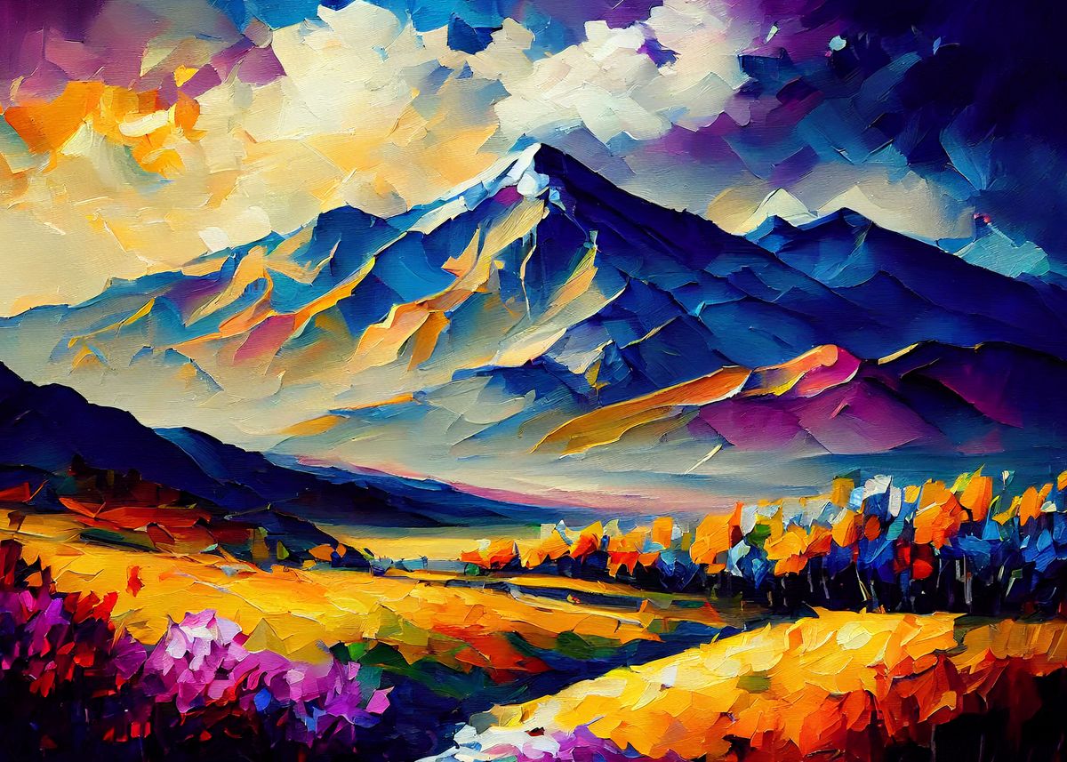 'Palette Knife Mountains 32' Poster by Cryptic Fawn Displate