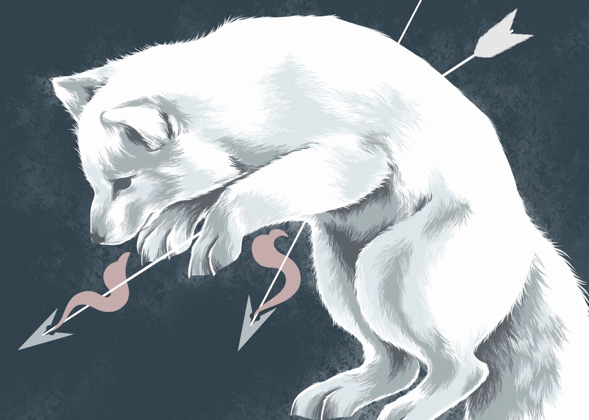 'Arrow pierced arctic fox' Poster, picture, metal print, paint by ...