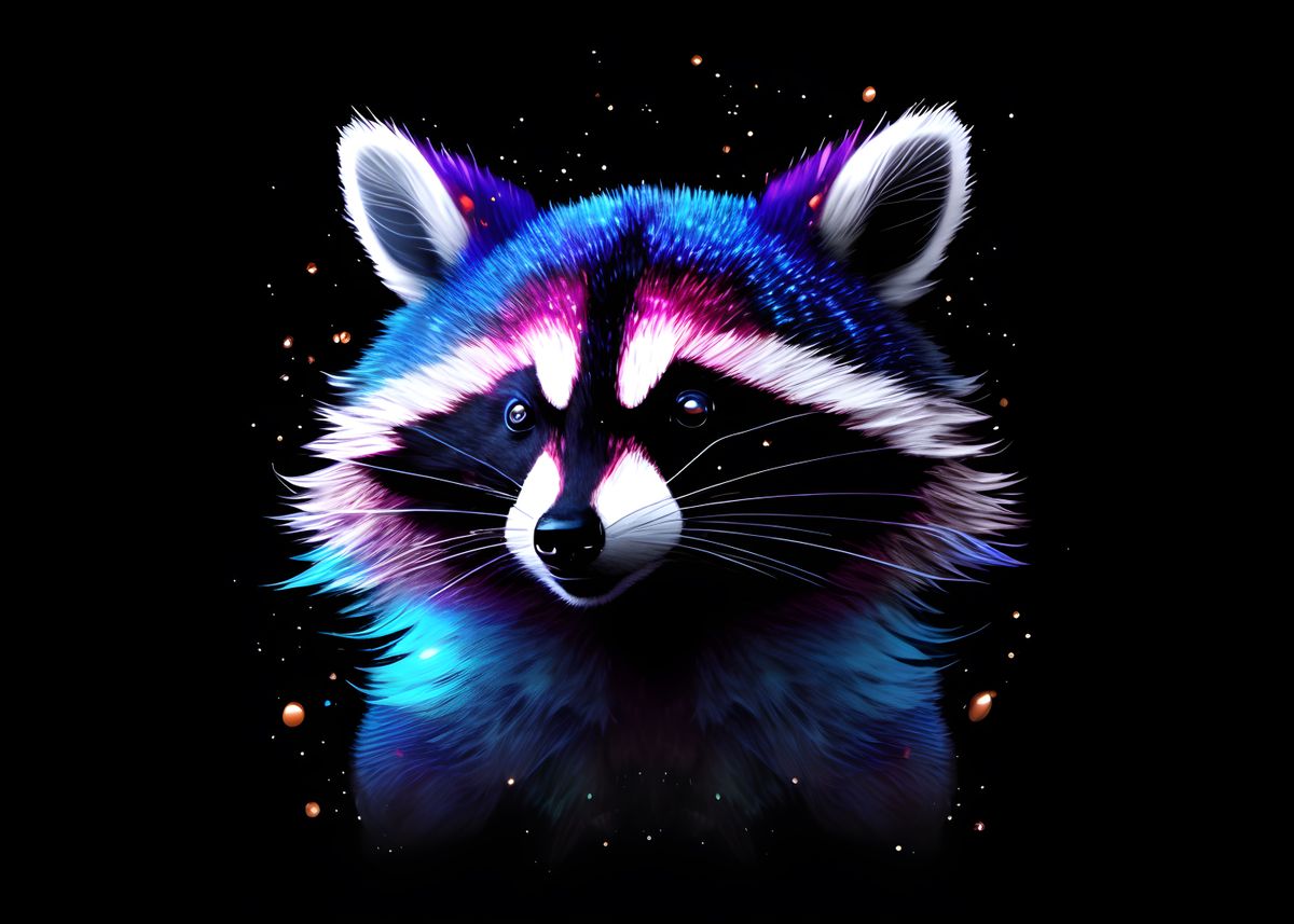 'Neon style racoon' Poster by Pranjal singh | Displate