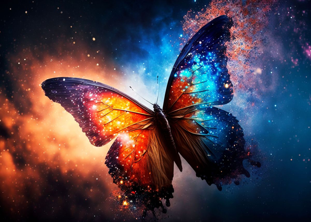 'big black blue butterfly' Poster by HildaWarren Studio Displate