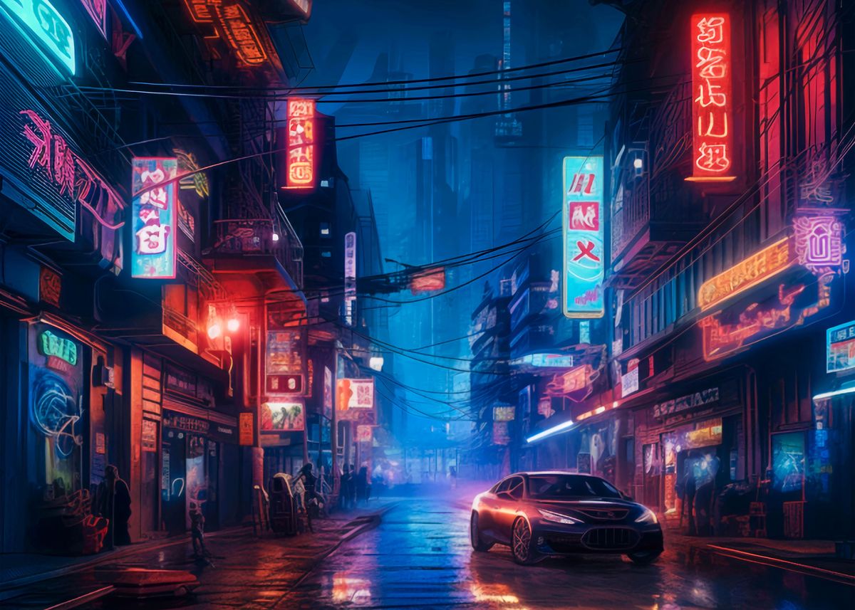 'Cyberpunk City 2049' Poster, picture, metal print, paint by Night Trip ...