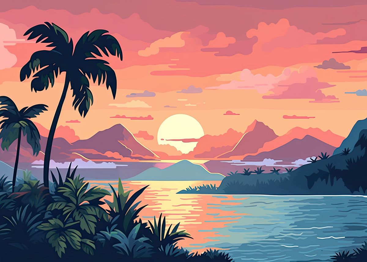 'Tropical Lofi Escape' Poster, picture, metal print, paint by Jensen ...