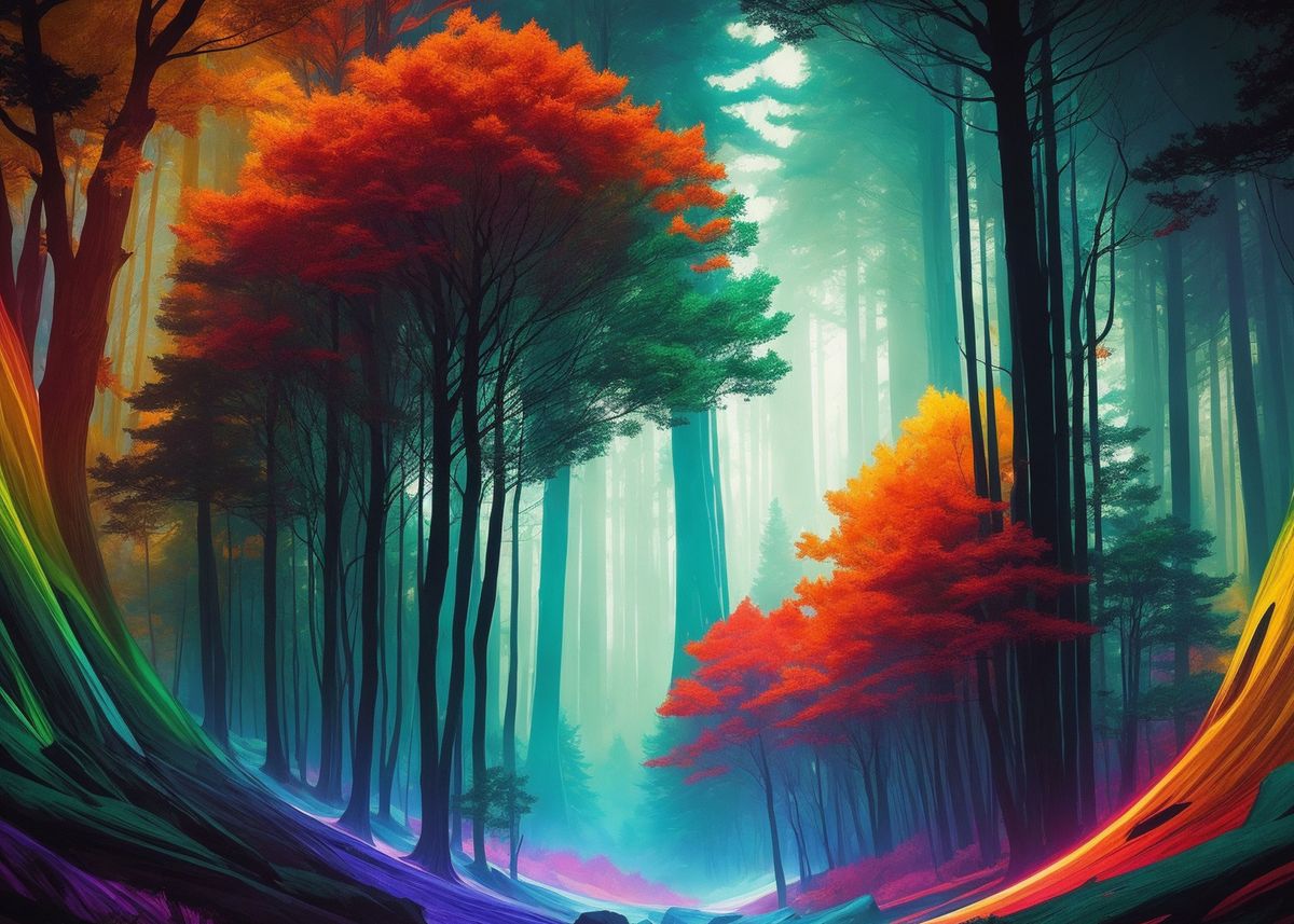 'Rainbow Forest 05 Wide' Poster by Yexart Design | Displate