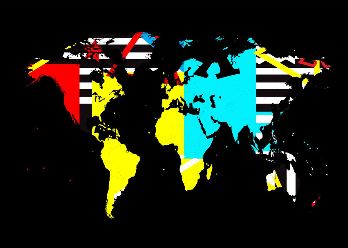 Map Pop 'World map infographic pop ' Poster, picture, metal print, paint by Tea ...