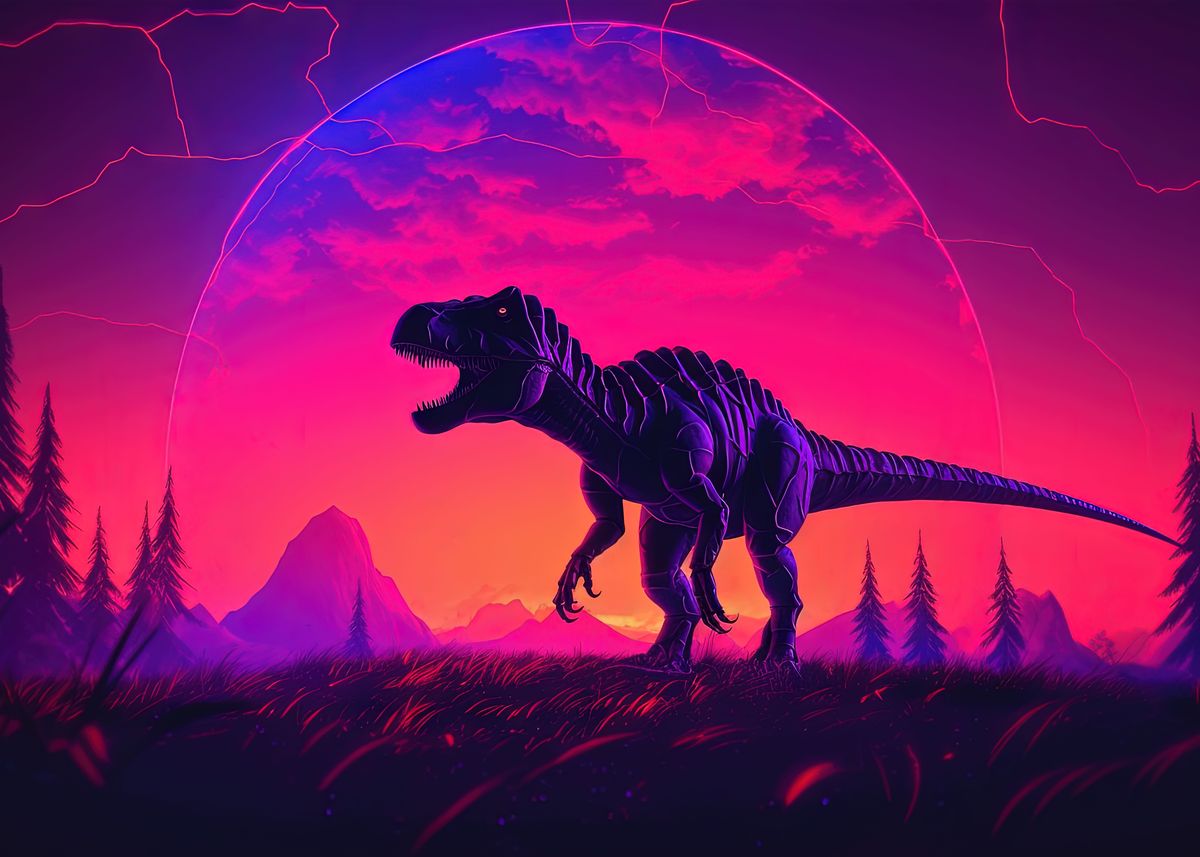 'Synthwave Retro TRex' Poster by MulletMonkey | Displate