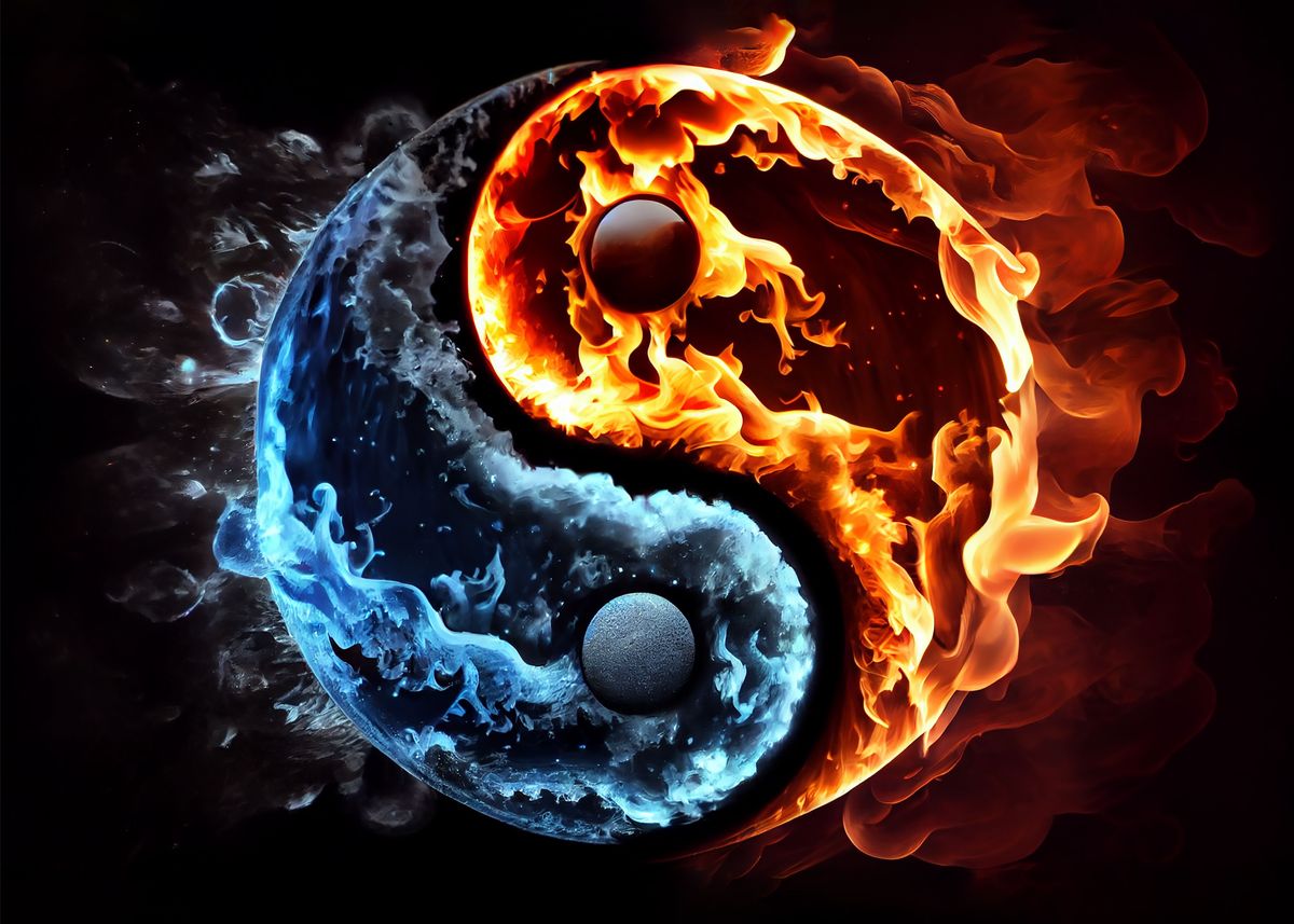 'Fire and ice Yin Yang' Poster, picture, metal print, paint by Bailey ...