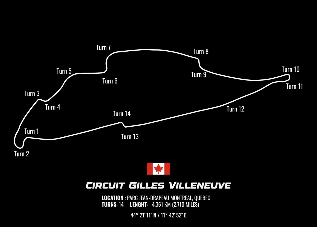 'Circuit Gilles Villeneuve' Poster, picture, metal print, paint by
