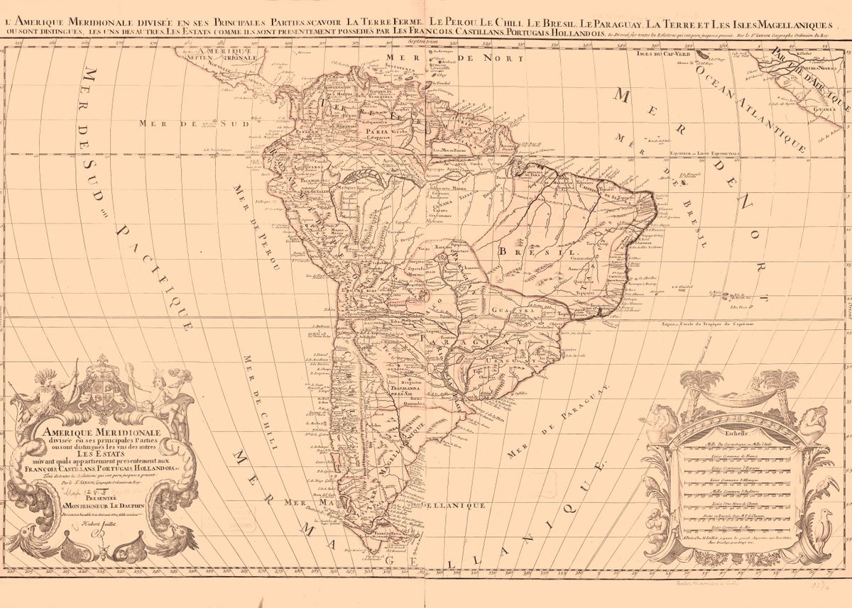 'Brazil vintage map' Poster, picture, metal print, paint by Vardi Photo | Displate