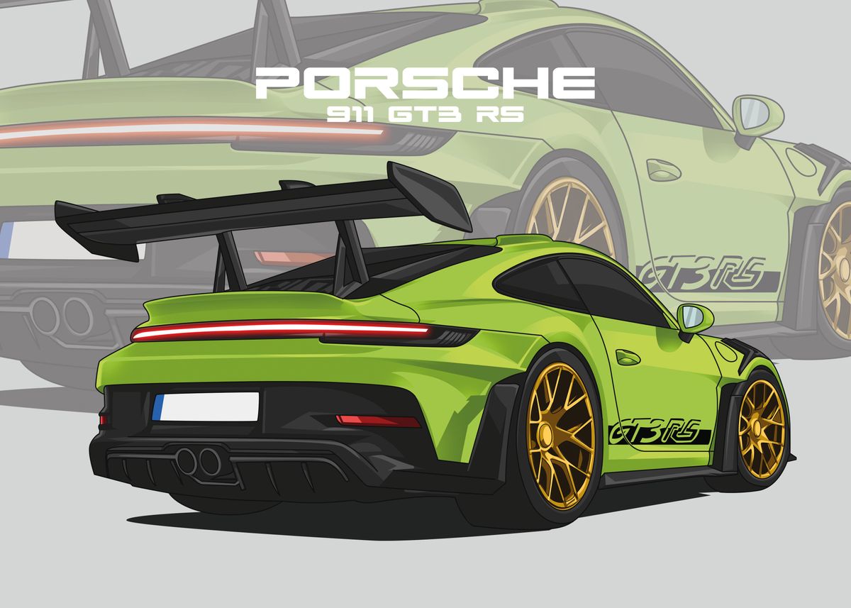 'porsche 911 gt3 rs green' Poster by capture art | Displate