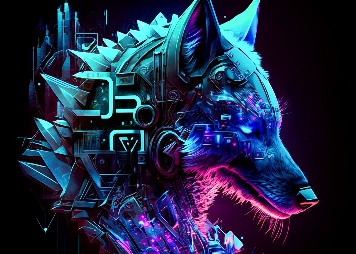 'Wolf Cyborg' Poster, picture, metal print, paint by kins ral | Displate