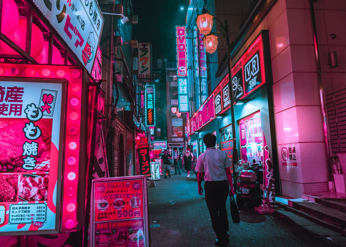 'Into Neon Tokyo' Poster by Himanshi Shah | Displate